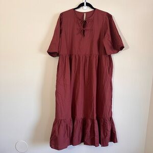 Mata Traders Adelaide Cotton Tiered Midi Dress Size L
